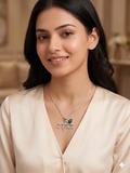 Zaviraa 925 Sterling Silver Krishna Name Pendant with Mor Pankh & Flute