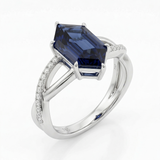 Zaviraa 2.00 CT Royal Dark Blue Dutch Marquise Moissanite Engagement Ring for Women – 925 Sterling Silver Finish Twisted Shank Pave Set Proposal Ring