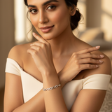 925 Sterling Silver Oval CZ Link Bracelet for Women | Elegant Ladies Bracelet