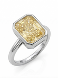 Zaviraa 3.00 CT Radiant Cut Yellow Moissanite Engagement Ring for Women β 925 Sterling Silver Bezel Set Solitaire Ring | Minimal Luxury Proposal Ring
