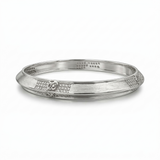 Men’s 925 Sterling Silver Om Kada with CZ Stones | Spiritual Designer Bracelet for Men