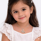925 Sterling Silver Kids Krishna Flute Pendant Chain | Divine Necklace for Boys & Girls with Green CZ