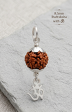 Zaviraa 925 Sterling Silver Rudraksha Om Pendant (8.5MM) | Natural Rudraksh with Dual Silver Caps & ॐ Charm | Pure Chandi Spiritual Jewellery | Pendant & Chain Options