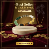 Zaviraa Dhan Yog Bracelet for Wealth & Prosperity | Natural Citrine Tiger Eye Pyrite Green Aventurine Crystal Bracelet | Lucky Beaded Bracelet for Men & Women