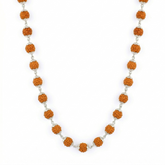 Zaviraa 925 Sterling Silver Rudraksha Mala (5MM Beads) | Ultra Minimal Natural Rudraksh Necklace for Men & Women | Pure Chandi Spiritual Jewellery | Everyday Wear