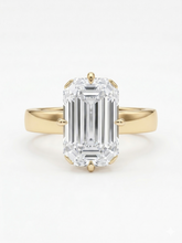 Zaviraa 6.50 CT Old Mine Emerald Cut Moissanite Engagement Ring for Women – 925 Sterling Silver Thick Band Solitaire Ring | Krupp Cut Celebrity Style Ring