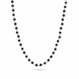 Zaviraa 925 Sterling Silver Karungali Malai for Men (7–8MM) | Natural Ebony Wood Beads Mala | Dual Silver Wire Design Cap | Pure Chandi Spiritual Necklace