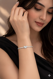 Sterling Silver Butterfly CZ Bracelet Kada for Women
