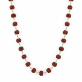 Zaviraa 925 Sterling Silver Rudraksha Mala (6MM Beads) | Natural Rudraksh Chain Necklace for Men & Women | Pure Chandi Spiritual Jewellery | Lightweight Daily Wear