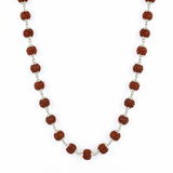 Zaviraa 925 Sterling Silver Rudraksha Mala (6MM Beads) | Natural Rudraksh Chain Necklace for Men & Women | Pure Chandi Spiritual Jewellery | Lightweight Daily Wear