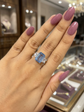 Zaviraa Emerald Cut Aquamarine Three Stone Engagement Ring for Women – 925 Sterling Silver Finish with Trapezoid Moissanite Accents | Celebrity Style Proposal Ring