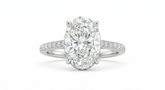 Zaviraa Colorless Oval Hybrid Cut Moissanite Engagement Ring for Women – 925 Sterling Silver Solitaire Ring with Pave Band | Elegant Proposal Ring