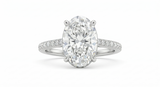 Zaviraa Colorless Oval Hybrid Cut Moissanite Engagement Ring for Women – 925 Sterling Silver Solitaire Ring with Pave Band | Elegant Proposal Ring