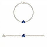 Zaviraa 925 Sterling Silver Evil Eye Bracelet for Babies | Blue Nazar Bead Chain Bracelet for Boys & Girls | Pure Chandi Baby Bracelet | Protective Kids Jewellery (1 Pc)