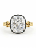 Zaviraa 6.00 CT Cushion Moissanite Engagement Ring for Women β Georgian Antique Victorian Style Solitaire Ring in 925 Sterling Silver Gold Plated | Luxury Proposal Ring