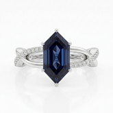 Zaviraa 2.00 CT Royal Dark Blue Dutch Marquise Moissanite Engagement Ring for Women – 925 Sterling Silver Finish Twisted Shank Pave Set Proposal Ring
