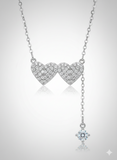 Zaviraa Dual Heart Diamond Lariat Necklace | Elegant Drop Chain Jewellery