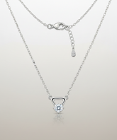 925 Sterling Silver Triangle Solitaire Pendant Necklace with Chain for Women