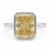 Zaviraa 3.00 CT Radiant Cut Yellow Moissanite Engagement Ring for Women – 925 Sterling Silver Bezel Set Solitaire Ring | Minimal Luxury Proposal Ring