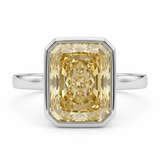 Zaviraa 3.00 CT Radiant Cut Yellow Moissanite Engagement Ring for Women β 925 Sterling Silver Bezel Set Solitaire Ring | Minimal Luxury Proposal Ring