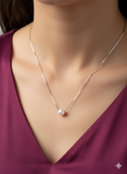 Zaviraa 925 Sterling Silver Single Pearl Pendant Necklace for Women | Minimal Design