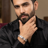 Men's 925 Silver Om CZ Designer Kada Bracelet | Zaviraa