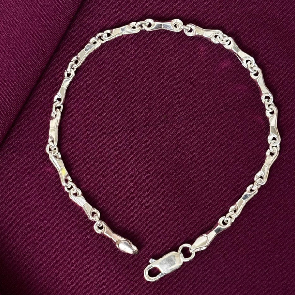 Gents Silver Rectangular Link Chain Zaviraa 1