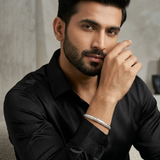 Men's 925 Silver Engraved Kada | Textured Designer | Zaviraa