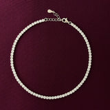 Classic Tennis 925 Silver Anklet | Diamond Look Payal