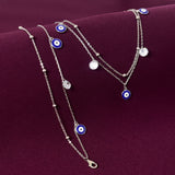 925 Sterling Silver Evil Eye Charm Anklet for Women
