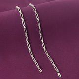 Men’s 925 Sterling Silver Elongated Link Chain | Modern Rectangular Silver Chain for Men