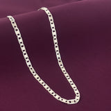 Men’s 925 Sterling Silver Long Rectangular Link Chain | Minimal Silver Chain