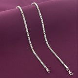 Men’s 925 Sterling Silver Box Link Chain | Minimal Square Silver Chain