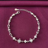 925 Sterling Silver Star & Floral CZ Bracelet for Women