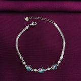 925 Sterling Silver Multicolor Floral CZ Bracelet for Women
