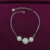 925 Sterling Silver Pearl Charm Bracelet for Women | CZ Studded Adjustable Ladies Bracelet