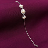 925 Sterling Silver Pearl Charm Bracelet for Women | CZ Studded Adjustable Ladies Bracelet