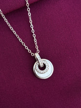 925 Sterling Silver Double Circle Pendant Necklace with Chain for Women