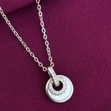 925 Sterling Silver Double Circle Pendant Necklace with Chain for Women