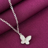 925 Sterling Silver Butterfly Pendant Necklace with Chain for Women