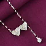 Zaviraa Dual Heart Diamond Lariat Necklace | Elegant Drop Chain Jewellery