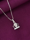 925 Sterling Silver Crown Solitaire Pendant Necklace with Chain for Women