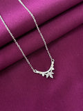 925 Sterling Silver Leaf Curve Pendant Necklace with Chain for Women