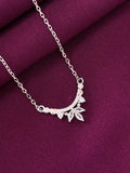 925 Sterling Silver Leaf Curve Pendant Necklace with Chain for Women