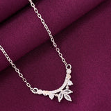 925 Sterling Silver Leaf Curve Pendant Necklace with Chain for Women