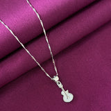 925 Sterling Silver Guitar Pendant Necklace with Chain for Women