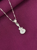 925 Sterling Silver Guitar Pendant Necklace with Chain for Women