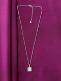 925 Sterling Silver Square Halo Pendant Necklace with Chain for Women