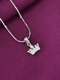 925 Sterling Silver Crown Pendant Necklace with Chain for Women