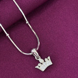 925 Sterling Silver Crown Pendant Necklace with Chain for Women